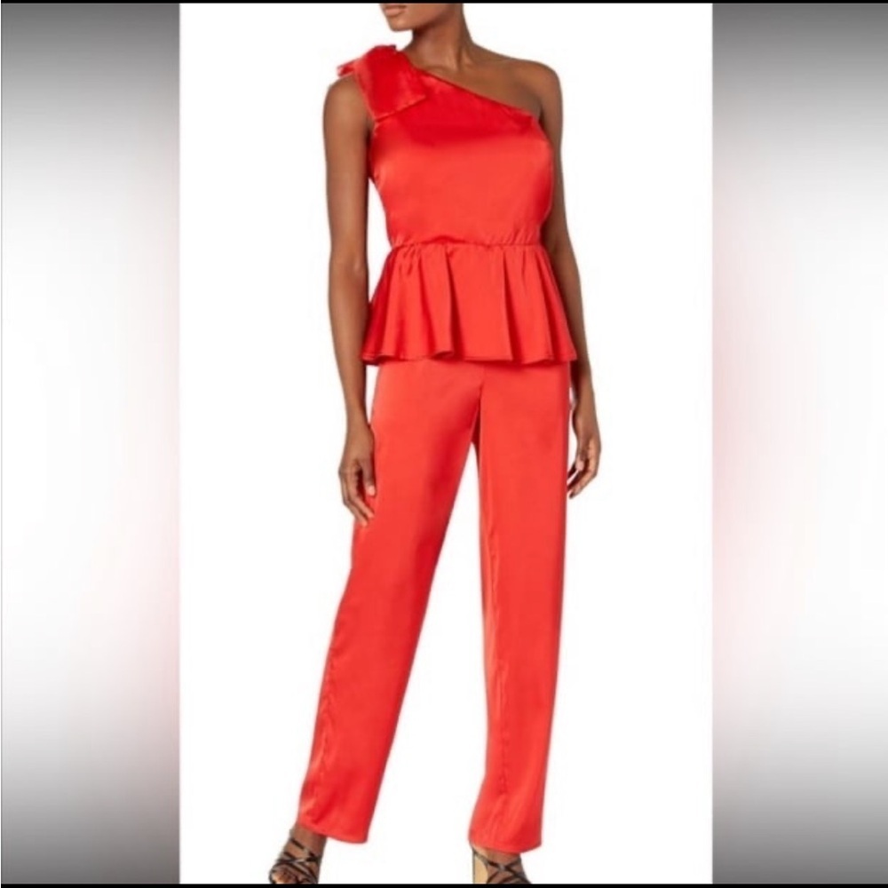 The Drop Women's Red Silky Stretch Jumpsuit NWT size L
